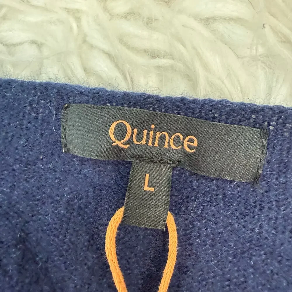 Quince Mongolian Cashmere Boatneck Sweater Navy Size L NWT Quiet Luxury - Picture 9 of 12